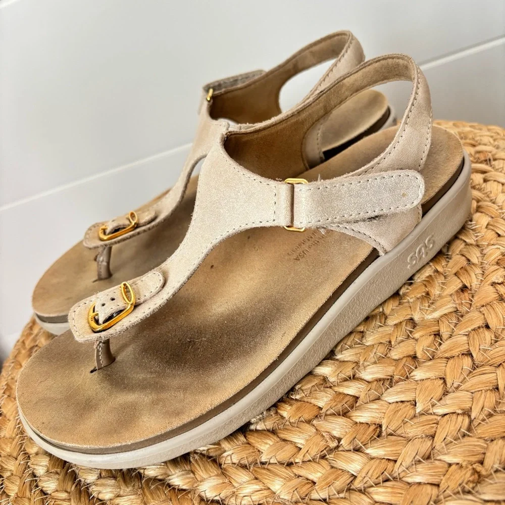 SAS Women's Marina Soft Gold Breathable Comfort Sandal Size 6.5